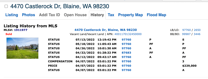 NWMLS Listing Change